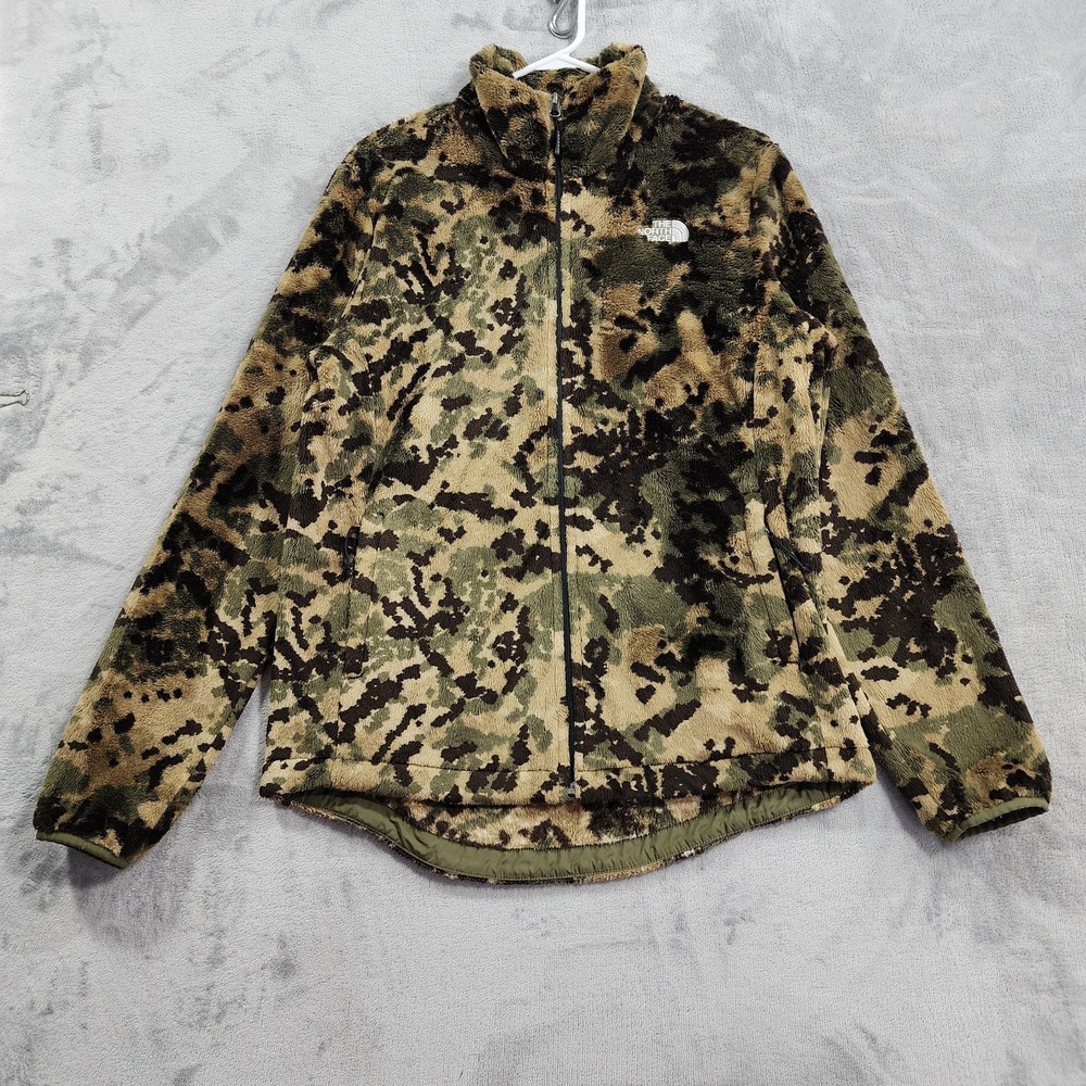 The North Face Jacket Womens L Green Camo Seasonal Osito Fleece Full Zip Pockets